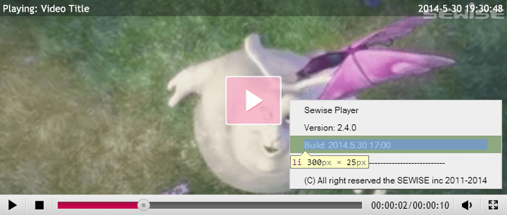 开源的专业免费HTML5视频、流播放器Sewise Player